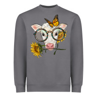 Storm charolais calf with sunflowers and butterfly Heavyweight Sweatshirt - LillyAllenDesigns