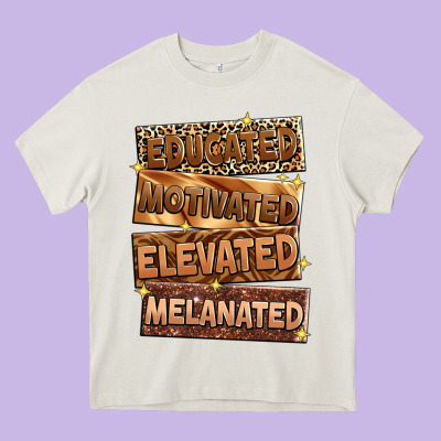 Educated Motivated Elevated Melanated Heavy Core Tee Designed By Zillion Design Studio