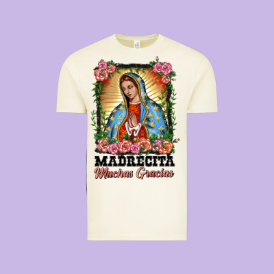 Madrecita Muchas Gracias Lady Of Guadalupe Vintage Tee Designed By Barkaloodesign