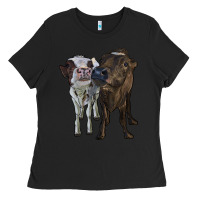 Black two heifer cows Ladies Tee - RanaPortraitStore