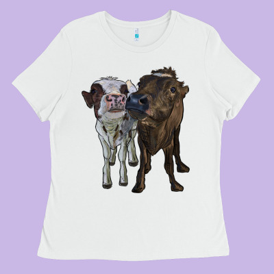 Two Heifer Cows Ladies Tee Designed By Ranaportraitstore