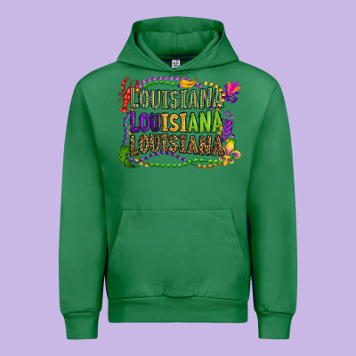 Louisiana Louisiana Louisiana Mardi Gras Urban Hoodie Designed By Oliviacreatesart