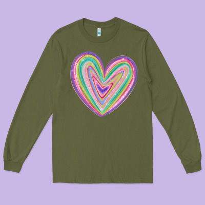 Valentine's Day Colorful Heart Long Sleeve Tee Designed By Maliassmallbusiness