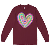 Burgundy valentine's day colorful heart Long Sleeve Tee - MaliasSmallBusiness