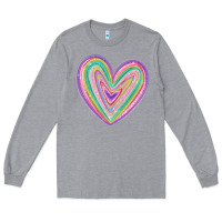 Heather Grey valentine's day colorful heart Long Sleeve Tee - MaliasSmallBusiness