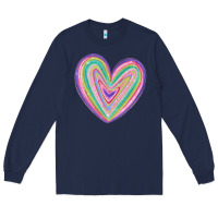Navy valentine's day colorful heart Long Sleeve Tee - MaliasSmallBusiness
