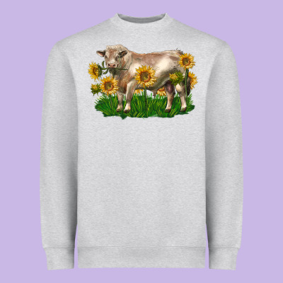 Charolais Bull With Sunflowers Heavyweight Sweatshirt Designed By Lillyallendesigns