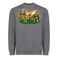 Storm charolais bull with sunflowers Heavyweight Sweatshirt - LillyAllenDesigns