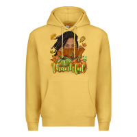Antique Gold Thankful Fall with black girl Premium Hoodie - NancyCooperArtShop
