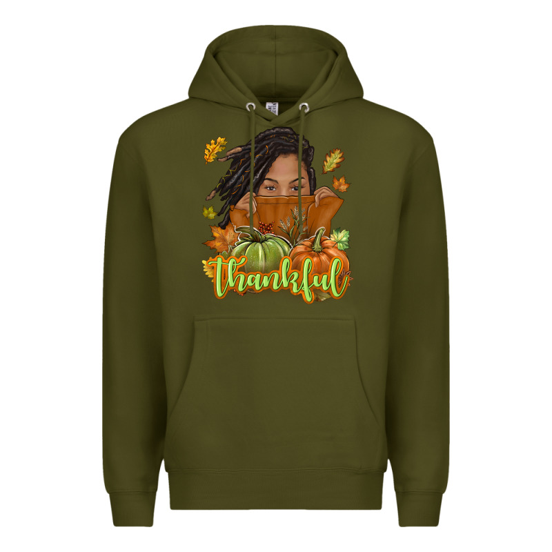 Thankful Fall With Black Girl Premium Hoodie by NancyCooperArtShop | Teevron