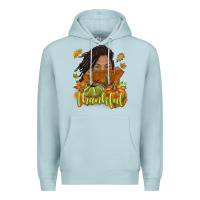 Blue Mist Thankful Fall with black girl Premium Hoodie - NancyCooperArtShop