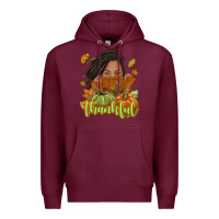 Burgundy Thankful Fall with black girl Premium Hoodie - NancyCooperArtShop