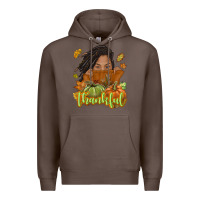 Coffee Thankful Fall with black girl Premium Hoodie - NancyCooperArtShop