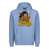 Colony Blue Thankful Fall with black girl Premium Hoodie - NancyCooperArtShop