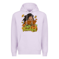 Lilac Thankful Fall with black girl Premium Hoodie - NancyCooperArtShop