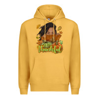 Mustard Thankful Fall with black girl Premium Hoodie - NancyCooperArtShop