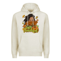 Oatmeal Heather Thankful Fall with black girl Premium Hoodie - NancyCooperArtShop