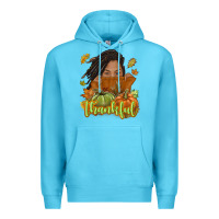 Ocean Blue Thankful Fall with black girl Premium Hoodie - NancyCooperArtShop
