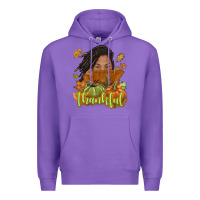 Purple Thankful Fall with black girl Premium Hoodie - NancyCooperArtShop