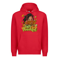 Red Thankful Fall with black girl Premium Hoodie - NancyCooperArtShop