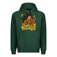 Sports Green Thankful Fall with black girl Premium Hoodie - NancyCooperArtShop