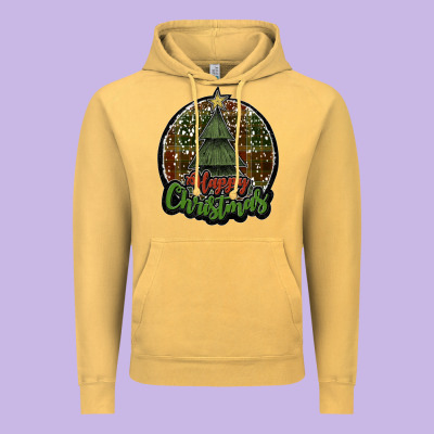 Happy Christmas Black Vintage Hoodie Designed By Jahusdesignshop