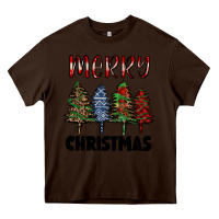 Chocolate Brown merry christmas trees Heavy Core Tee - RanaPortraitStore