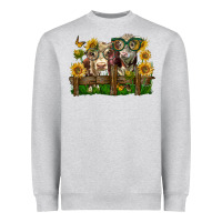 Heather Grey hereford bull and heifer with sunflowers Heavyweight Sweatshirt - LillyAllenDesigns