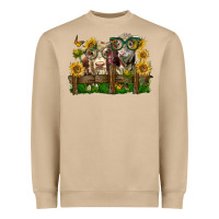 Mushroom hereford bull and heifer with sunflowers Heavyweight Sweatshirt - LillyAllenDesigns