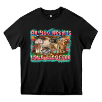 Black all you need is love & coffee Heavy Core Tee - BarkalooDesign
