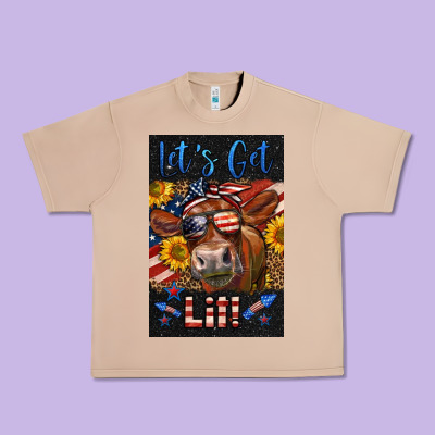 Western Let's Get Lit Cow Urban Heavy Tee Designed By Lillyallendesigns