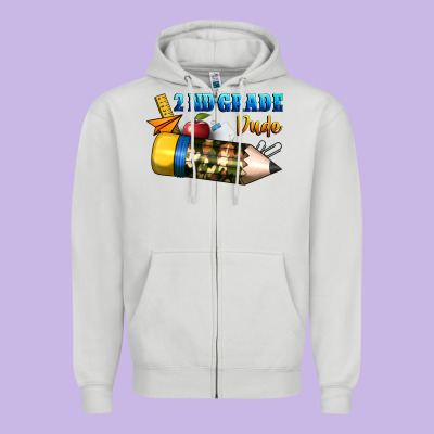 2 Nd Grade Dude Zipper Hoodie Designed By Bundleandbundleshop