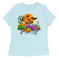 Baby Blue halloween farm truck Ladies Tee - Zillion Design Studio