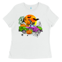 White halloween farm truck Ladies Tee - Zillion Design Studio