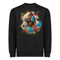 Black haflinger horse floral Heavyweight Sweatshirt - LillyAllenDesigns