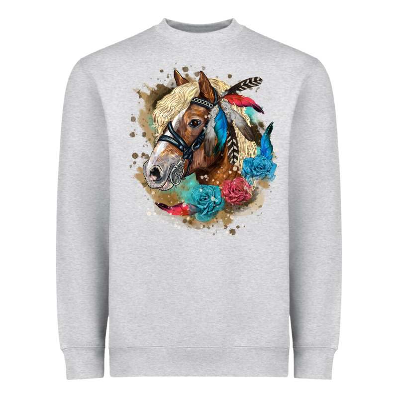 Haflinger Horse Floral Heavyweight Sweatshirt by LillyAllenDesigns | Teevron