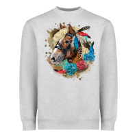 Heather Grey haflinger horse floral Heavyweight Sweatshirt - LillyAllenDesigns