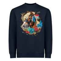 Navy haflinger horse floral Heavyweight Sweatshirt - LillyAllenDesigns