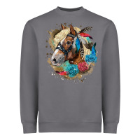 Storm haflinger horse floral Heavyweight Sweatshirt - LillyAllenDesigns