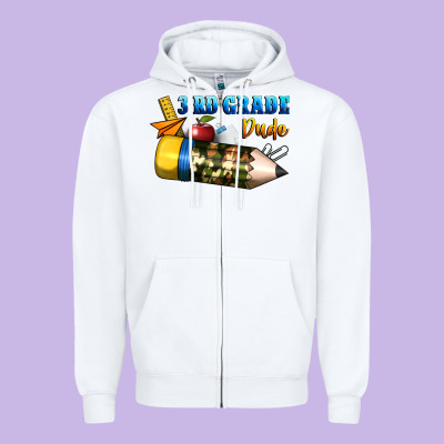 3 Rd Grade Dude Zipper Hoodie Designed By Bundleandbundleshop