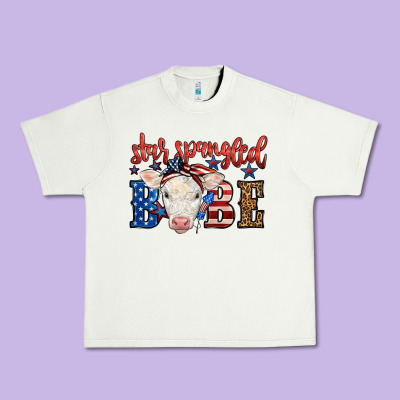 Western Star Spangled Baby Cow Urban Heavy Tee Designed By Lillyallendesigns