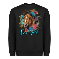 Black free spirit quarter horse floral Heavyweight Sweatshirt - LillyAllenDesigns