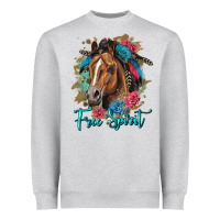 Heather Grey free spirit quarter horse floral Heavyweight Sweatshirt - LillyAllenDesigns
