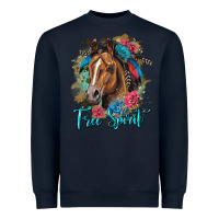 Navy free spirit quarter horse floral Heavyweight Sweatshirt - LillyAllenDesigns
