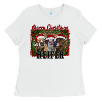 White merry christmas heifer Ladies Tee - RanaPortraitStore