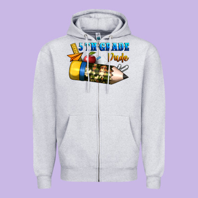 5 Th Grade Dude Zipper Hoodie Designed By Bundleandbundleshop