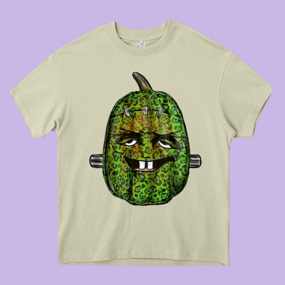 Leopard Pumpkin Frankestein Heavy Core Tee Designed By Ranaportraitstore