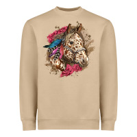 Mushroom Floral Appaloosa Horse With Feathers Heavyweight Sweatshirt - LillyAllenDesigns