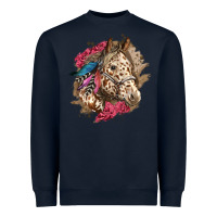Navy Floral Appaloosa Horse With Feathers Heavyweight Sweatshirt - LillyAllenDesigns