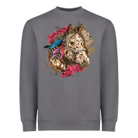 Storm Floral Appaloosa Horse With Feathers Heavyweight Sweatshirt - LillyAllenDesigns